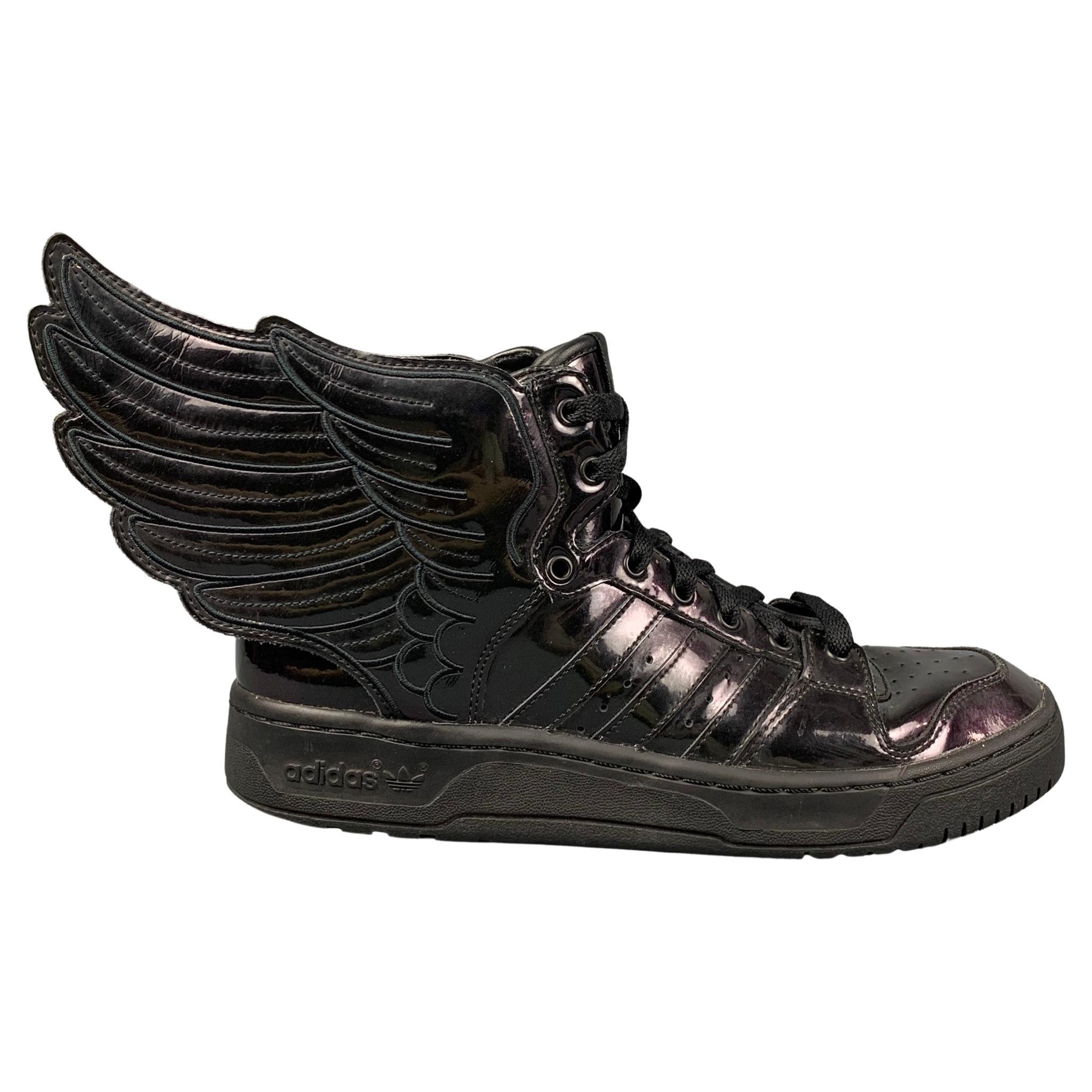 JEREMY SCOTT x ADIDAS Size 9 Black Patent Leather High Top Sneakers For  Sale at 1stDibs