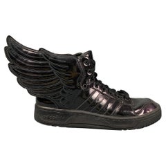 JEREMY SCOTT x ADIDAS Size 9 Black Patent Leather High Top Sneakers