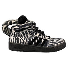 JEREMY SCOTT x ADIDAS Size 9 Black White Zebra High Top Sneakers