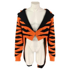 JEREMY SCOTT x ADIDAS Size L Orange Black Tiger Cotton Tailcoat Jacket