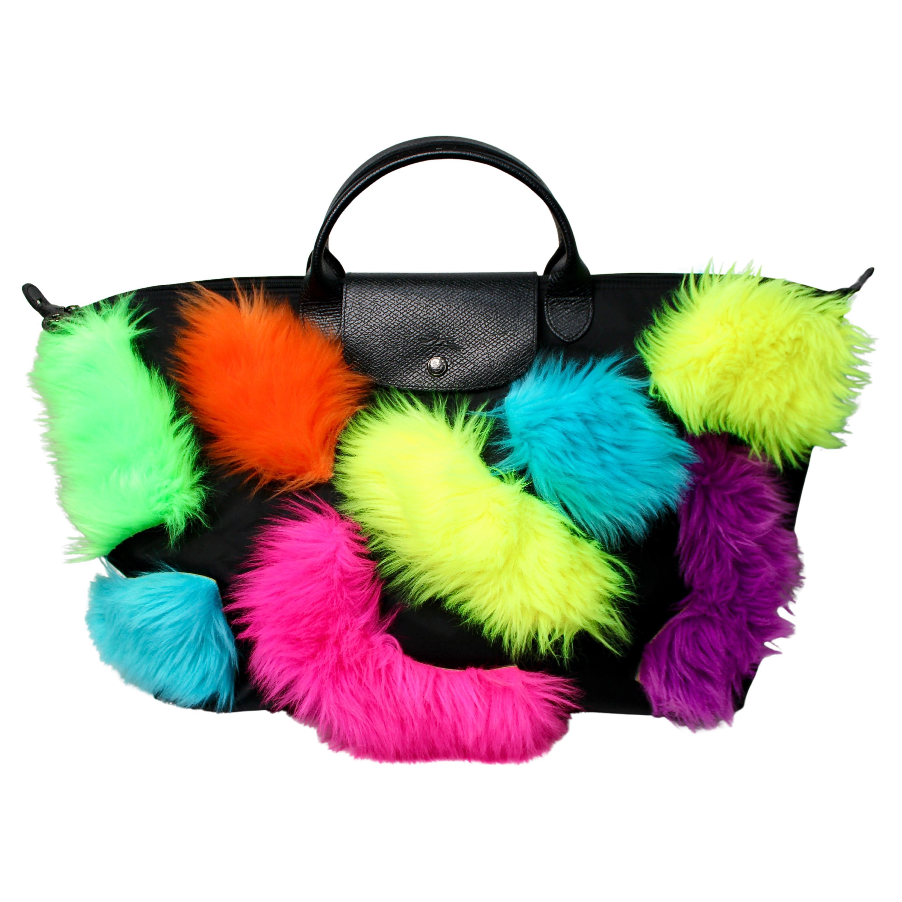 Jeremy Scott x Longchamp Neon Faux Fur Tote Bag
