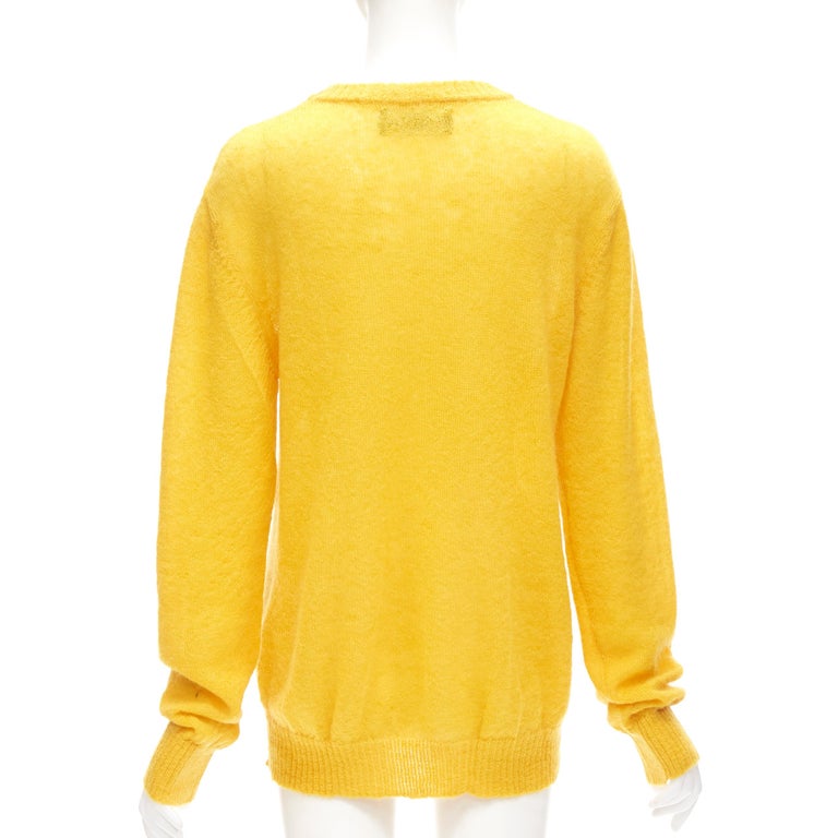JEREMY SCOTT yellow black batman smiley knit sweater M For Sale 1