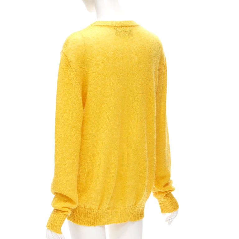 JEREMY SCOTT yellow black batman smiley knit sweater M For Sale 2