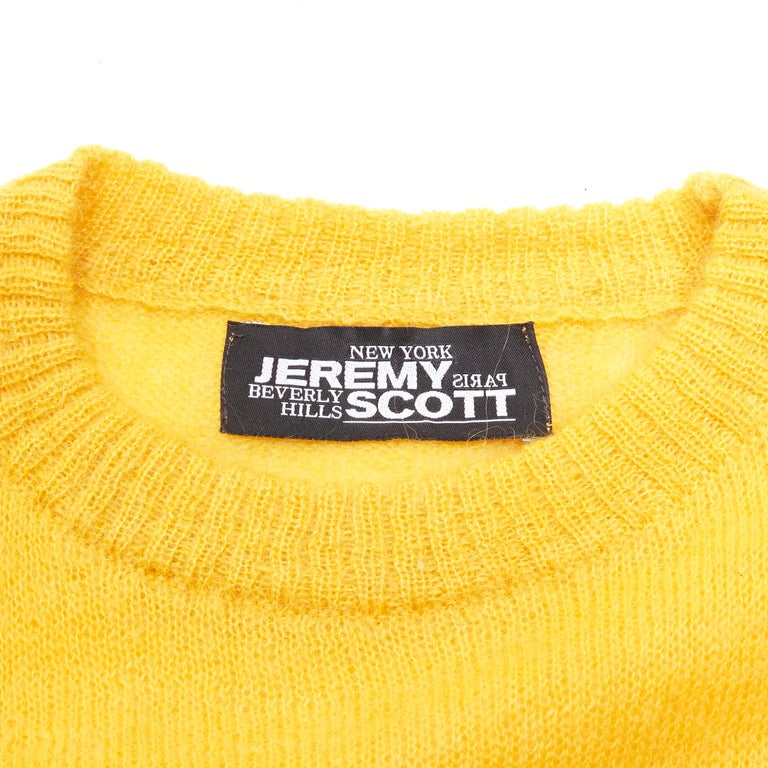 JEREMY SCOTT yellow black batman smiley knit sweater M For Sale 4