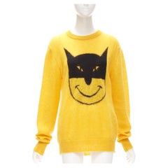 JEREMY SCOTT yellow black batman smiley knit sweater M