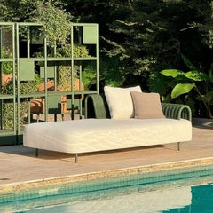 Jeri Chaise, Modern Outdoor Modular Lounge in Aluminum with Bouclé