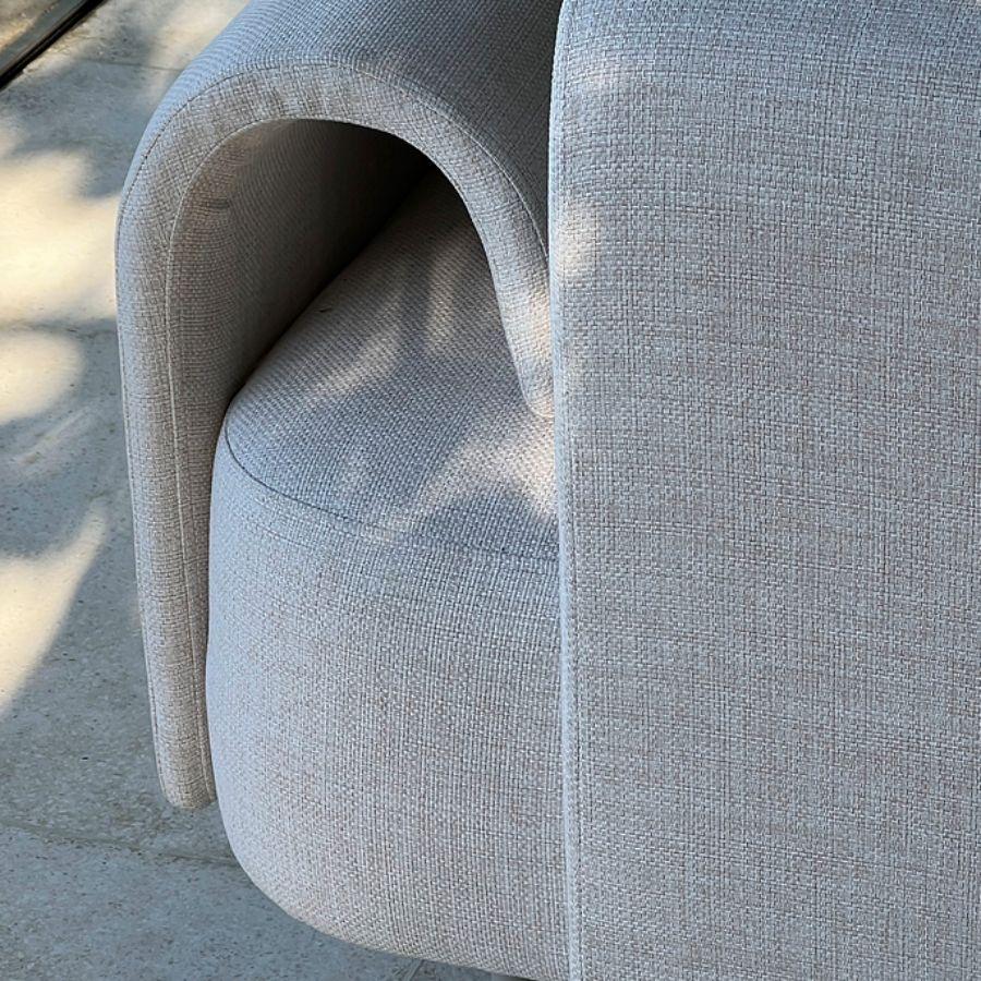 Portoghese Chaise Jeri, salotto moderno modulare per esterni in alluminio con bouclé in vendita