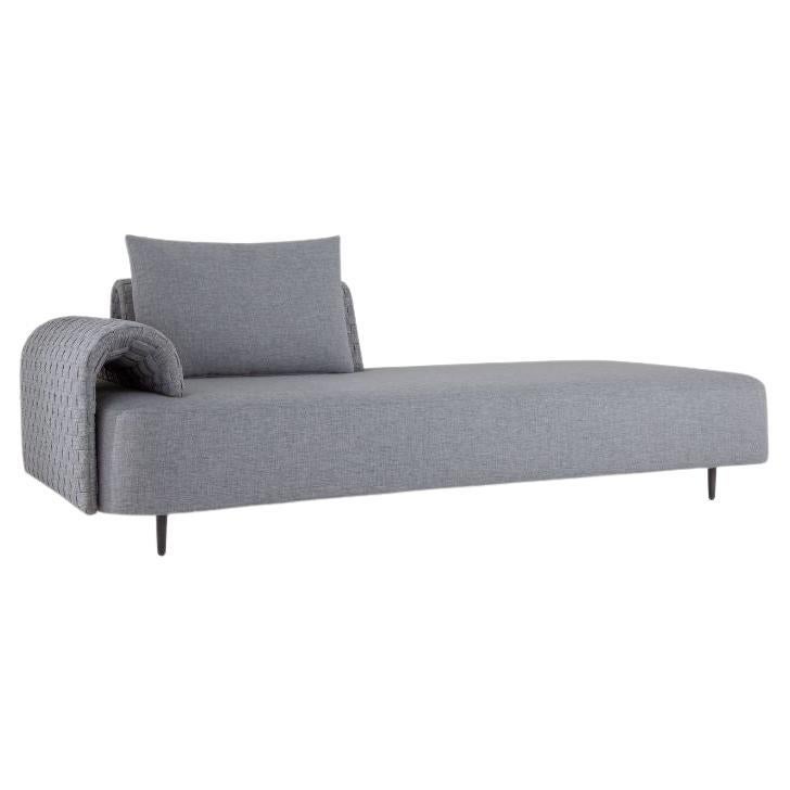 Chaise Jeri, salotto moderno modulare per esterni in alluminio con bouclé in vendita
