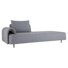 Jeri Chaise, Modern Outdoor Modular Lounge in Aluminum with Bouclé