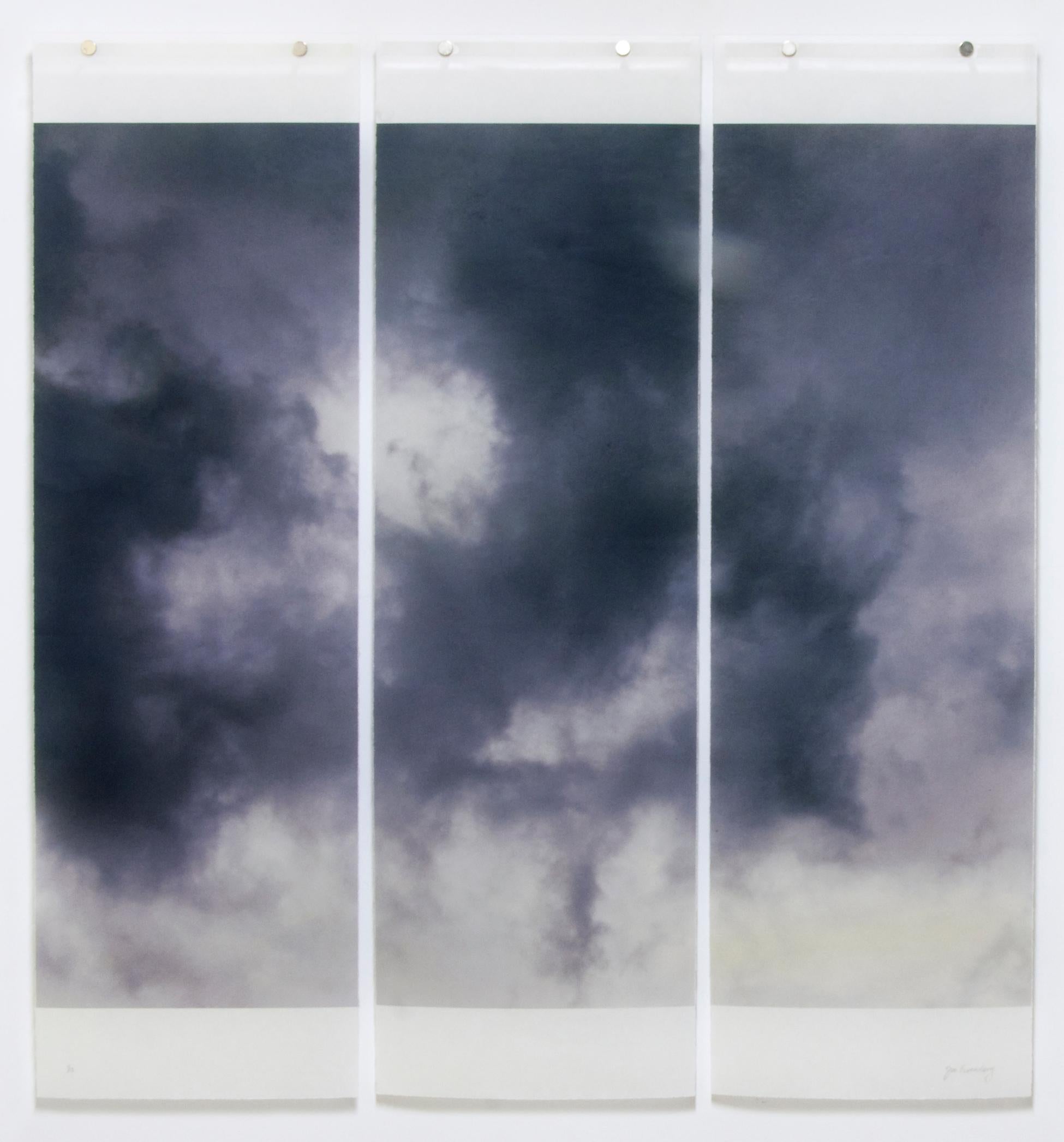 Jeri Eisenberg Abstract Photograph - Songs of the Sky 7: Abstract Landscape Photograph of Clouds & Sky, 3 panels