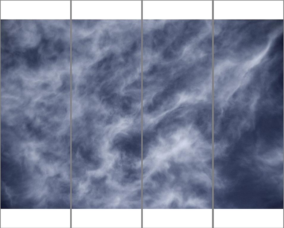 Jeri Eisenberg Landscape Photograph - Songs of the Sky No. 13 (4 Panel Sky Photograph Japanese Kozo Paper/Encaustic)