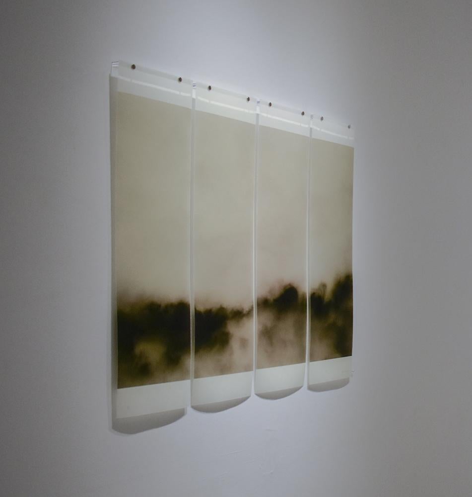 Songs of the Sky No. 7 (4 Panel Photograph of Sky Japanese Kozo Paper/Encaustic) - Brown Landscape Photograph by Jeri Eisenberg