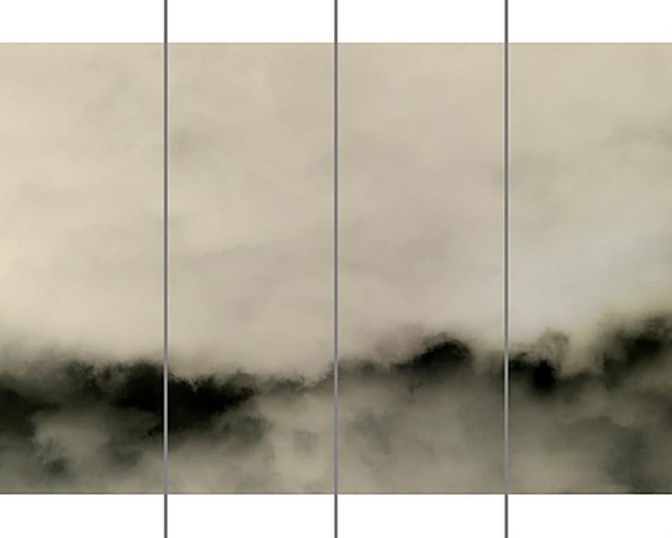 Jeri Eisenberg Landscape Photograph - Songs of the Sky No. 7 (4 Panel Photograph of Sky Japanese Kozo Paper/Encaustic)