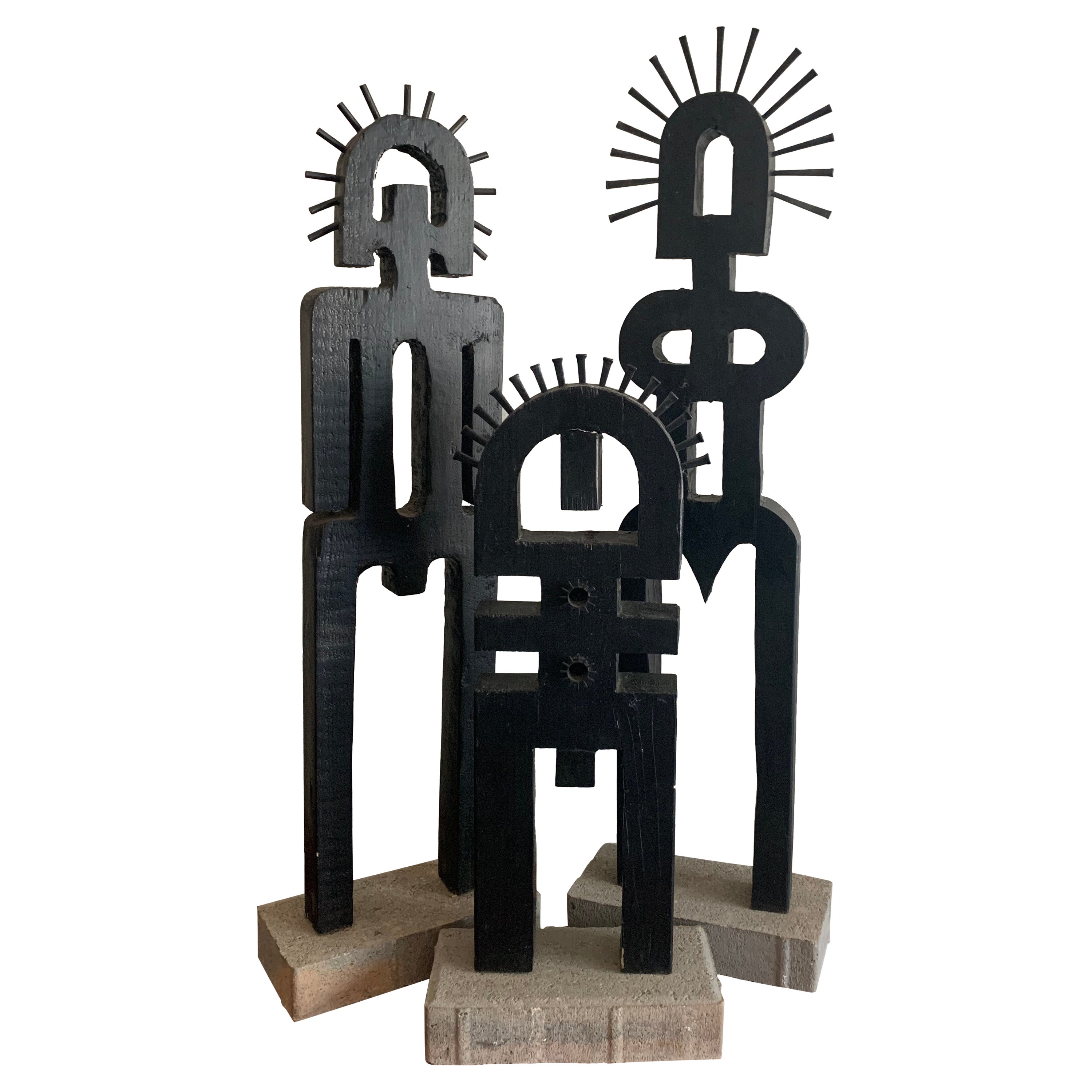 Sculture d'arte popolare di Jeri Summers, set di 3 pezzi