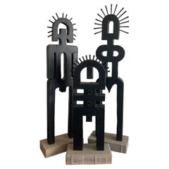 Sculture d'arte popolare di Jeri Summers, set di 3 pezzi