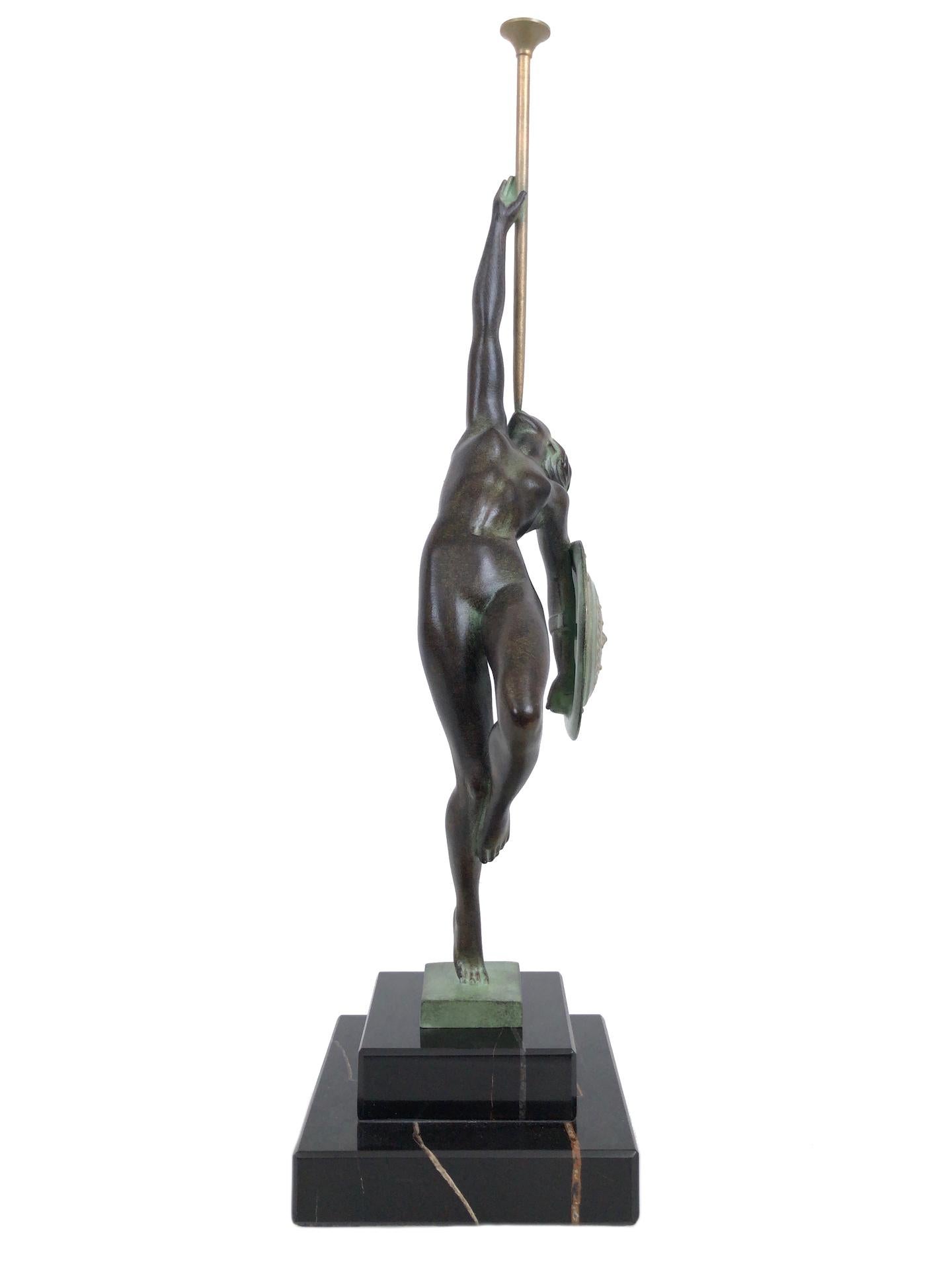 French Jericho Trumpet Sculpture from Raymonde Guerbe by Max Le Verrier Art Deco Style