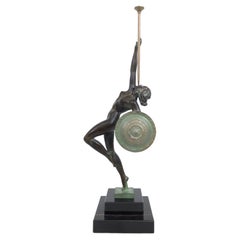 Sculpture trompette de Jericho de Raymonde Guerbe par Max Le Verrier de style Art Déco