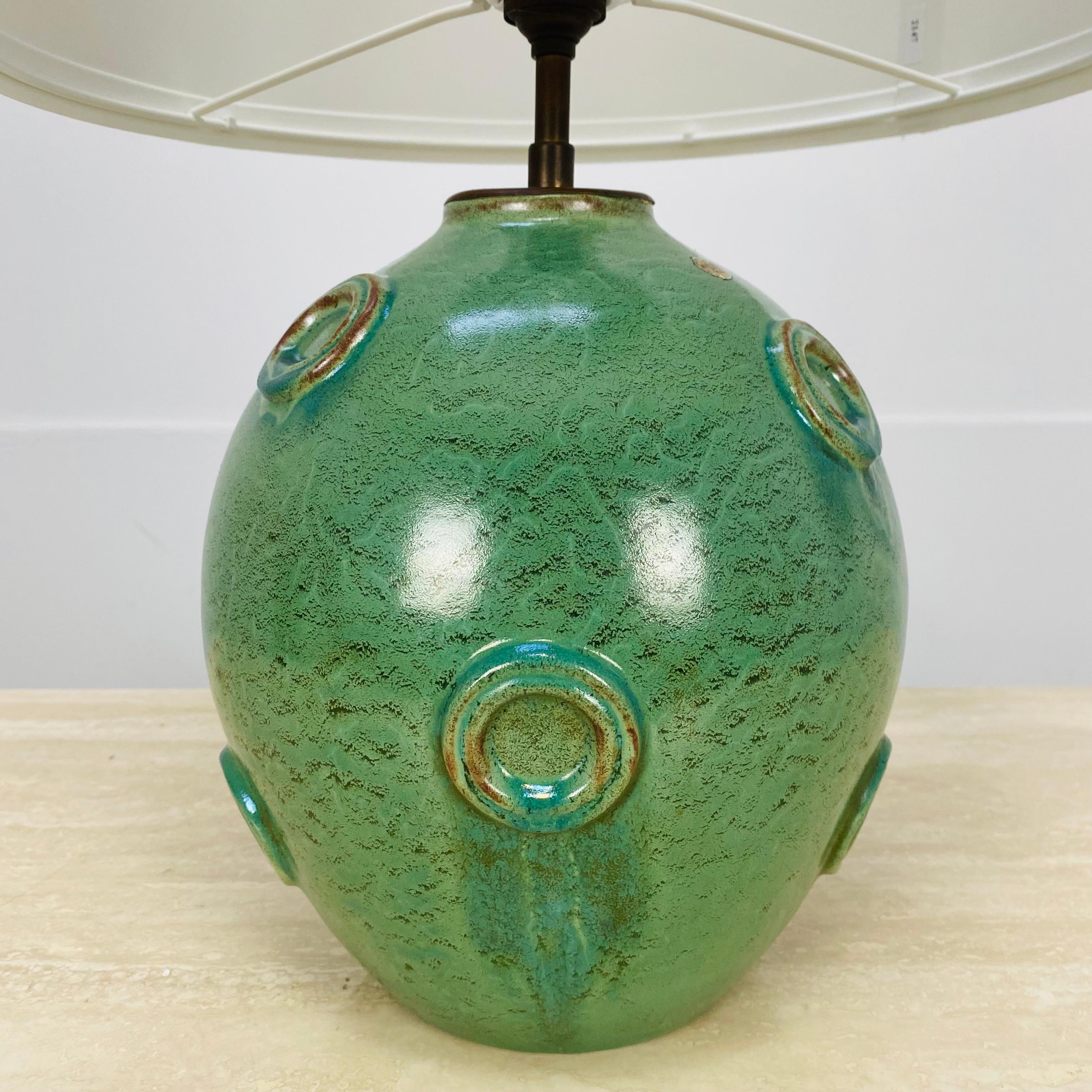 Lampe en céramique Jerk Werkmaster pour Nittsjo, Suède, 1930 Excellent état - En vente à BELFORT, FR