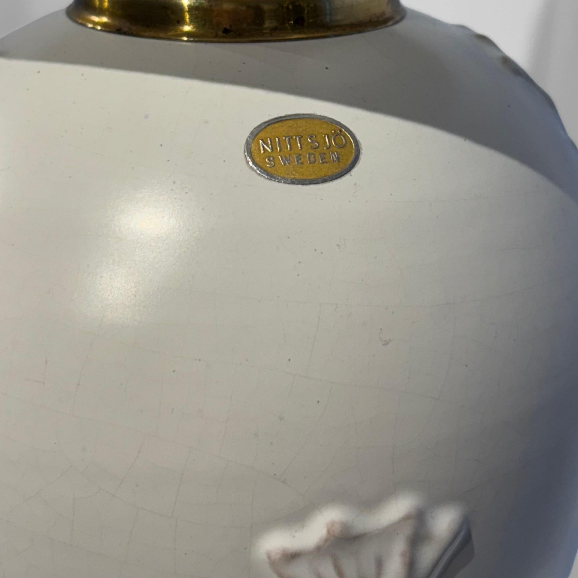 Ruck Werkmäster, skandinavische Keramik-Tischlampe, Nittsjö, Schweden, 1940er Jahre im Angebot 1