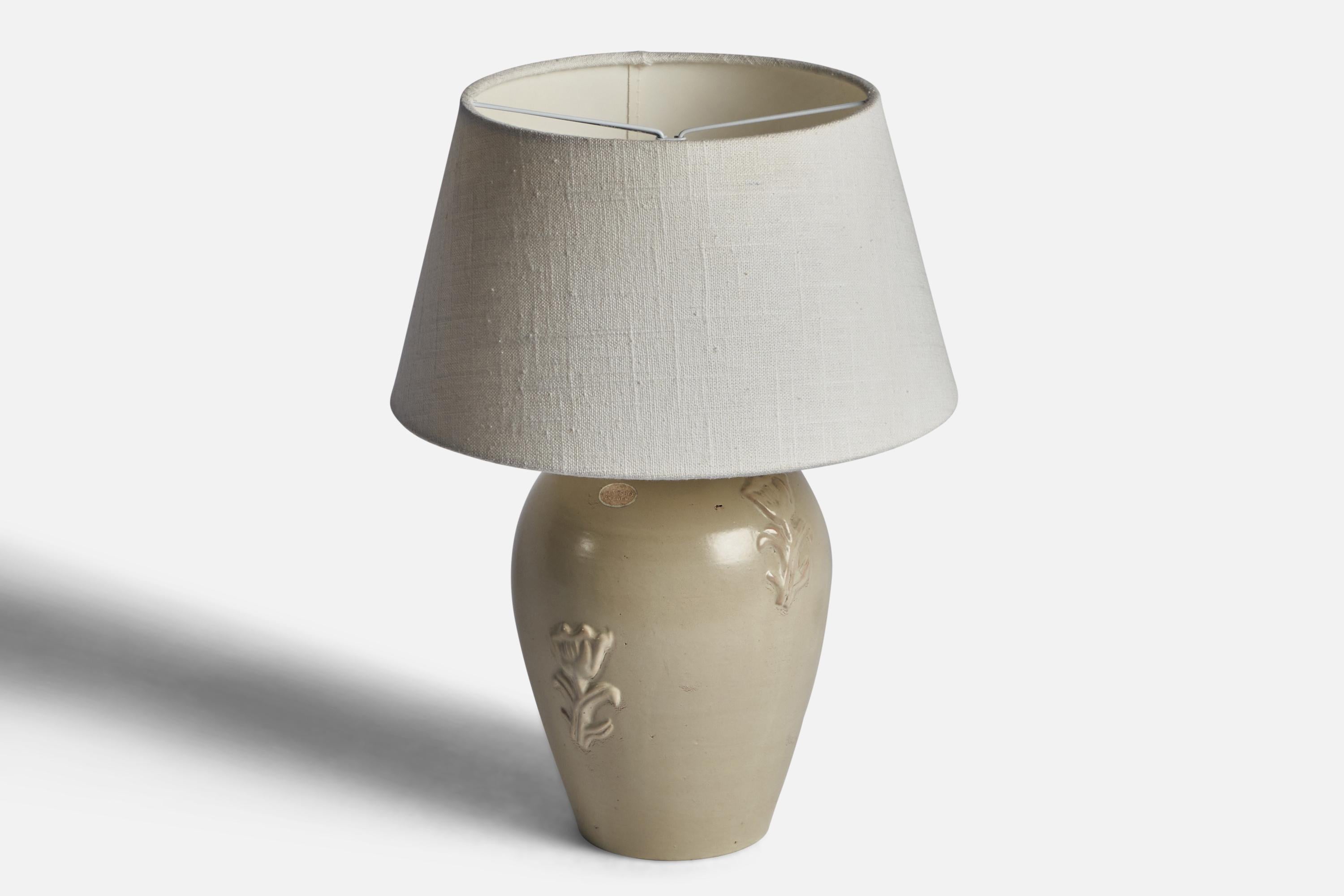 Scandinavo moderno Jerk Werkmäster, lampada da tavolo, terracotta, Svezia, anni '30 in vendita