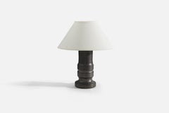 Jerk Werkmäster, Tischlampe, grau glasiertes Steingut, Nittsjö, Schweden, ca. 1940er Jahre