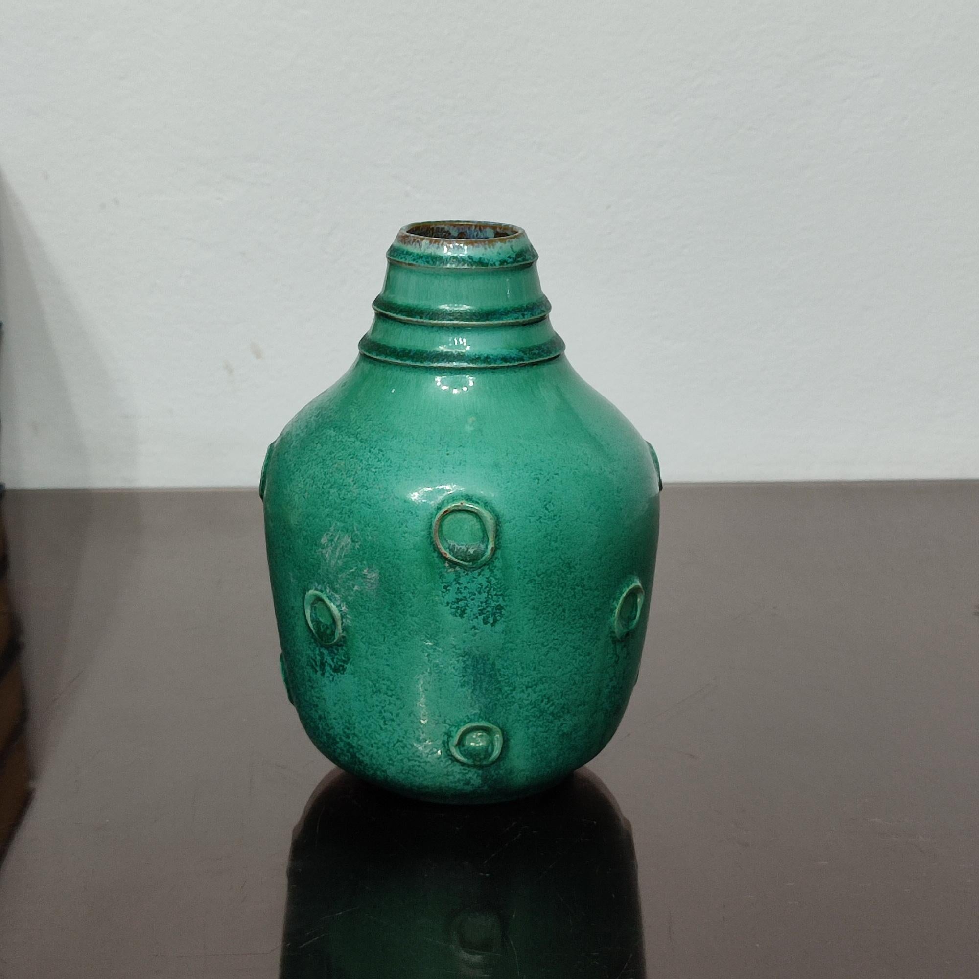 Jerk Werkmäster, Vase, Earthenware, Nittsjo Keramik, Sweden, 1940s In Good Condition For Sale In Bochum, NRW