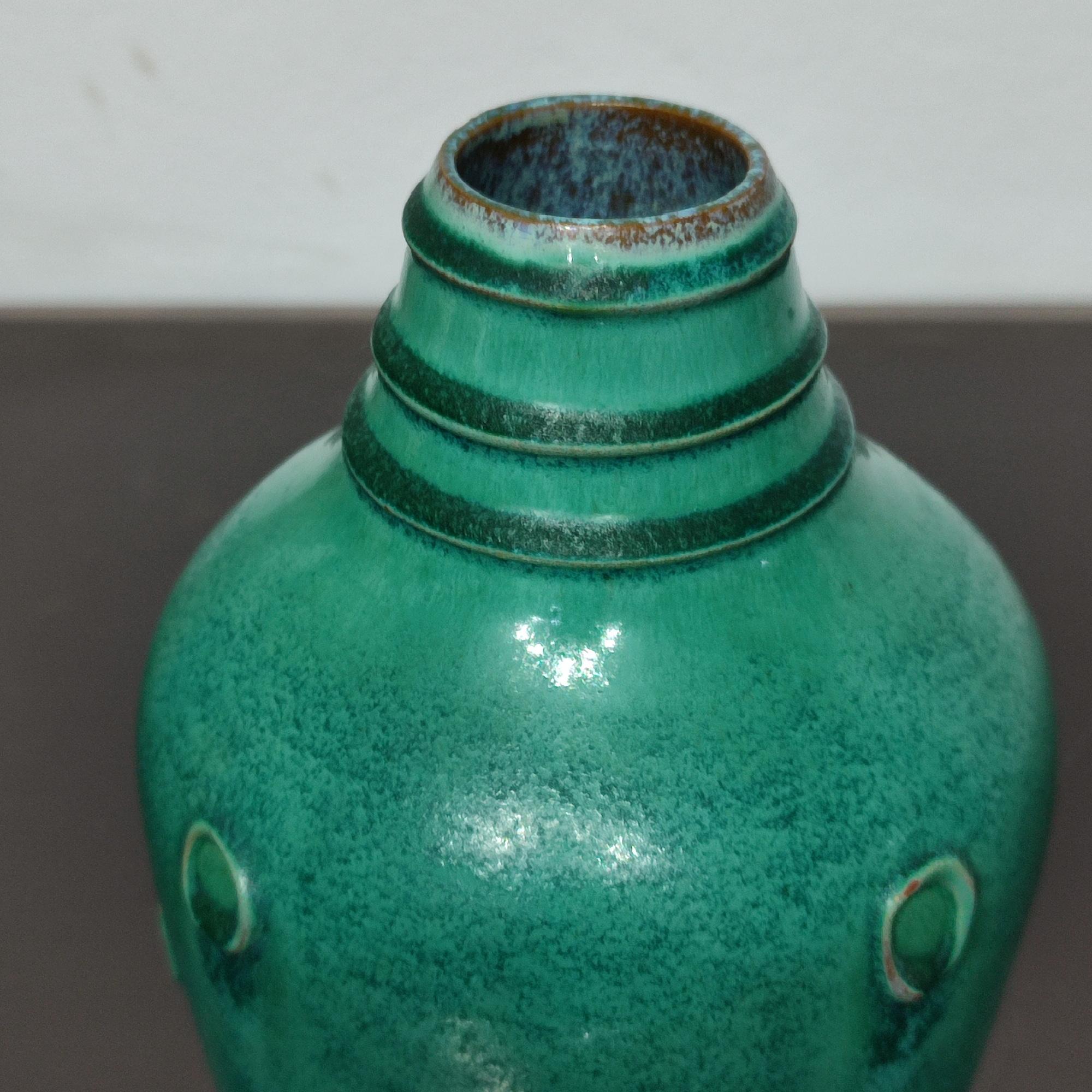 Mid-20th Century Jerk Werkmäster, Vase, Earthenware, Nittsjo Keramik, Sweden, 1940s For Sale