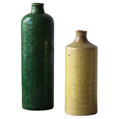 Jerk Werkmäster, Vases, Glazed Yellow and Green Ceramic, Nittsjö, Sweden, 1940s
