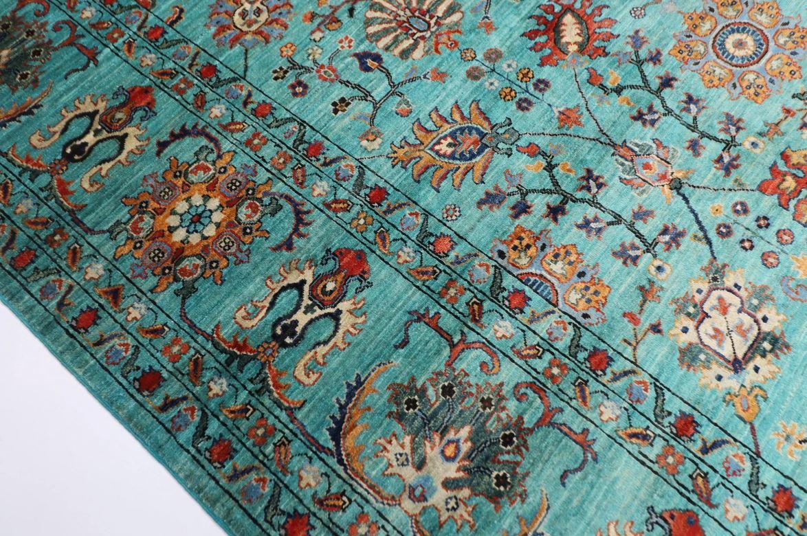 Contemporary Jerm Rugs's 10X13 ft Hand Knotted Afghan Turkmen Sultani Rug For Sale