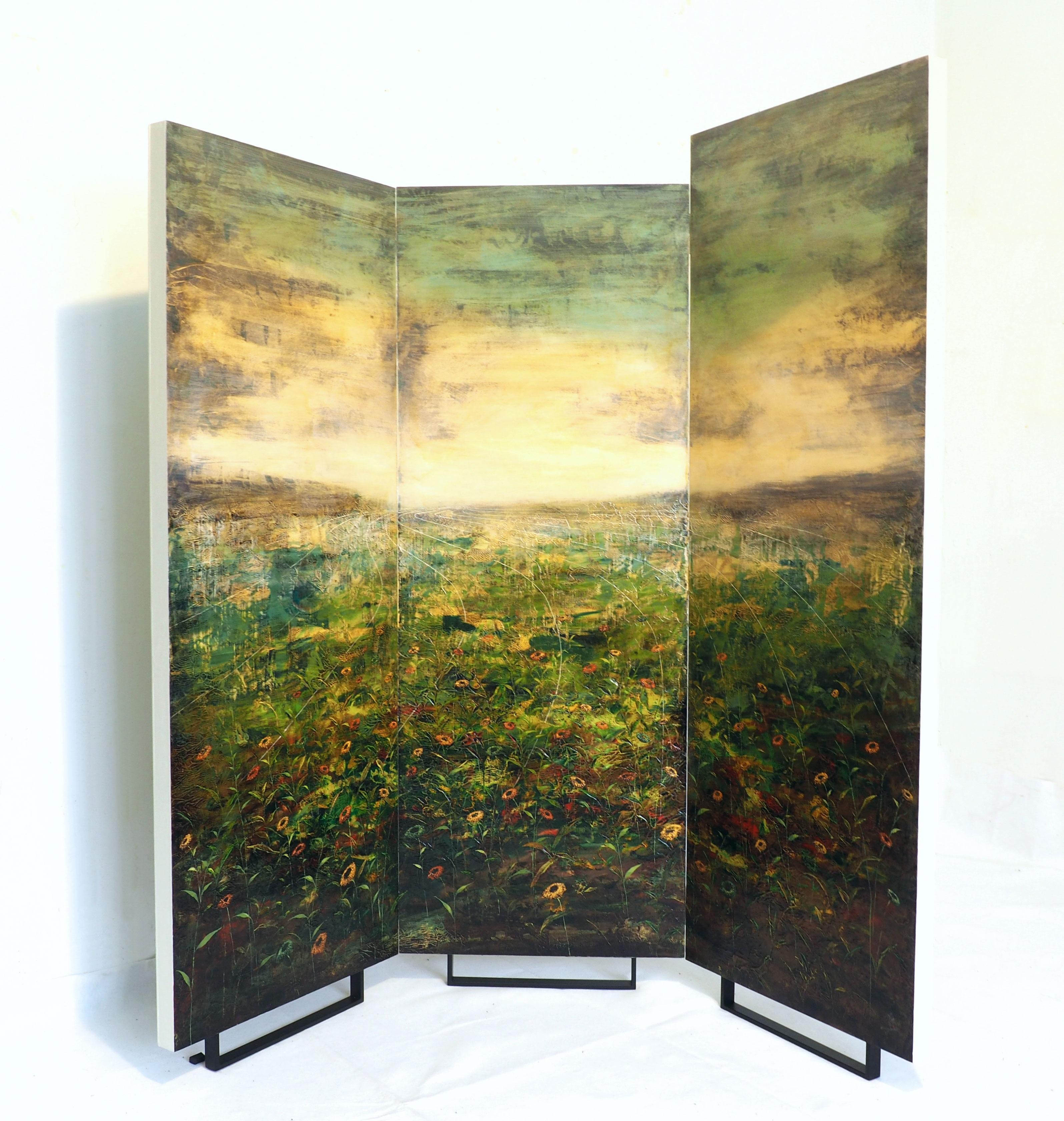 Pantalla Plegable Doble Cara Unfolded Truth Acryl and Oil on Wood En Stock - Painting de Jernej Forbici