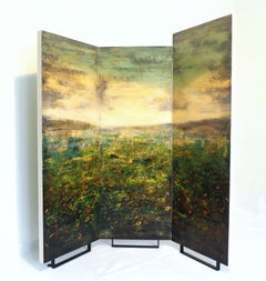 Unfolded Truth Acryl and Oil on Wood Double Sided Folding Screen In Stock