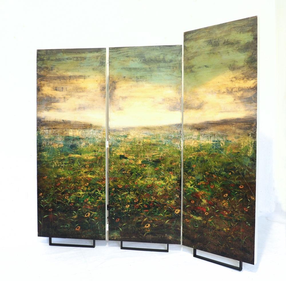 Pantalla Plegable Doble Cara Unfolded Truth Acryl and Oil on Wood En Stock - Painting Contemporáneo de Jernej Forbici