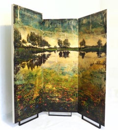 Unfolded Truth Acryl and Oil on Wood Double Sided Folding Screen In Stock 
