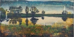 Untitled Mixed Media Painting Oil and Acrylic Landscape Flowers En Stock