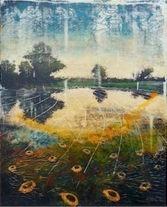 Untitled Mixed Media Painting Oil and Acrylic Landscape Flowers En Stock