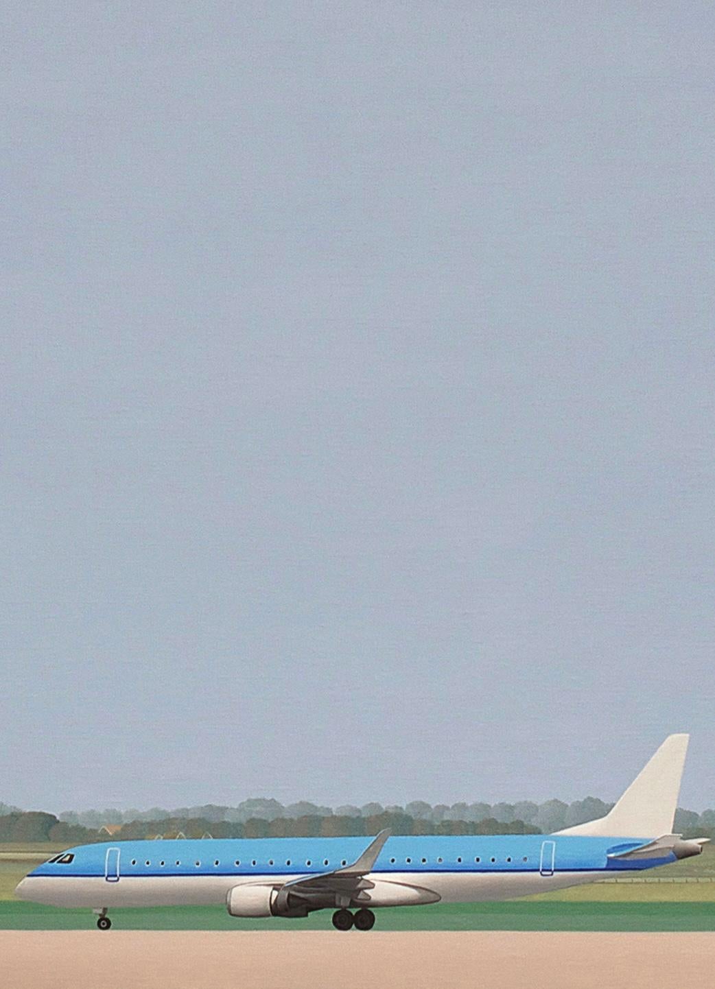 L'avion en paysage - peinture de paysage en vente 1
