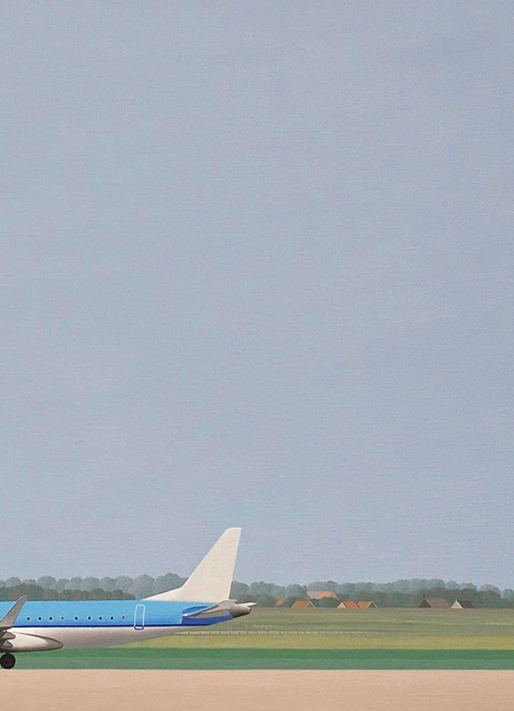 L'avion en paysage - peinture de paysage en vente 2