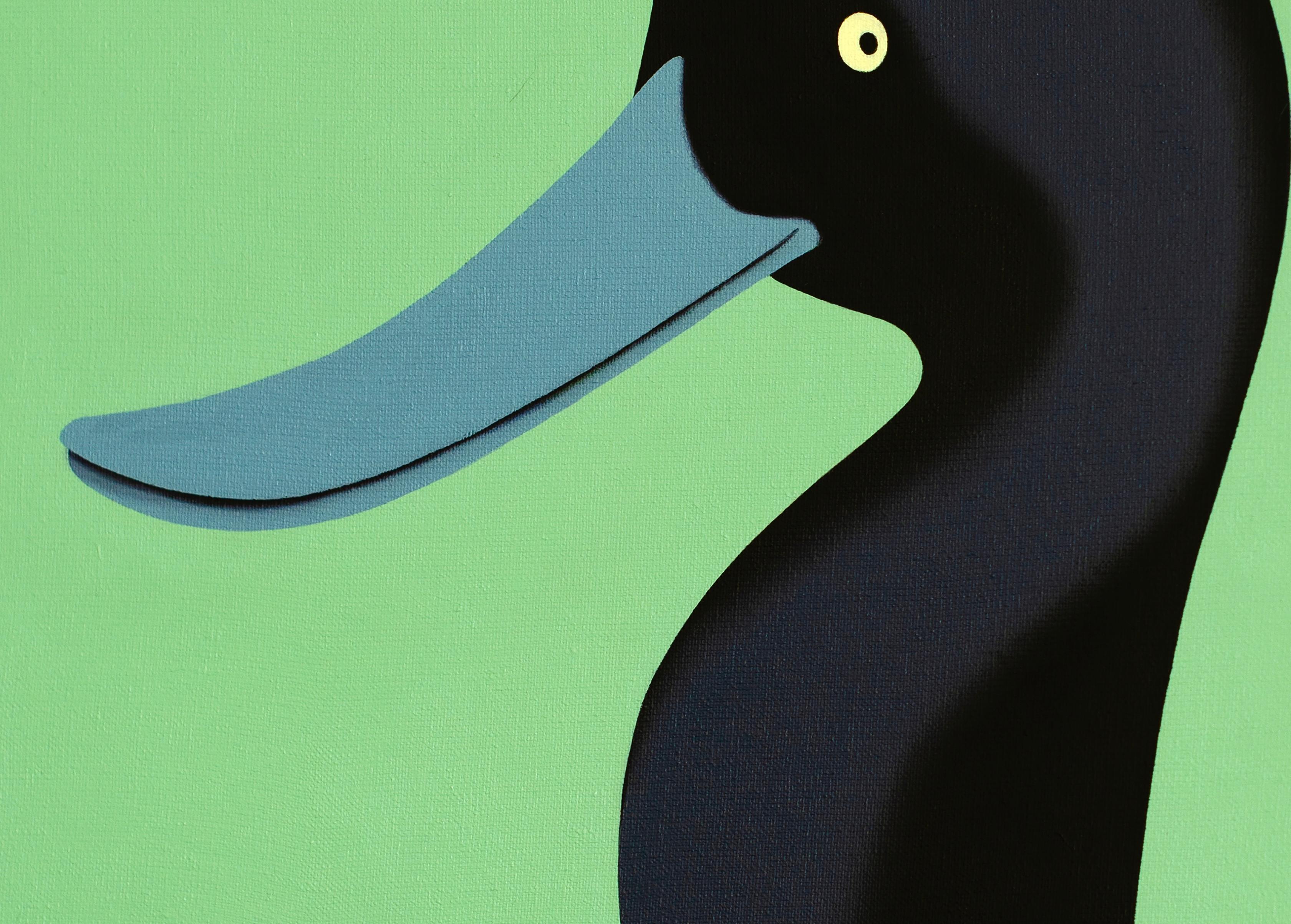 Black Duck - figurative animal painting - Painting by Jeroen Allart