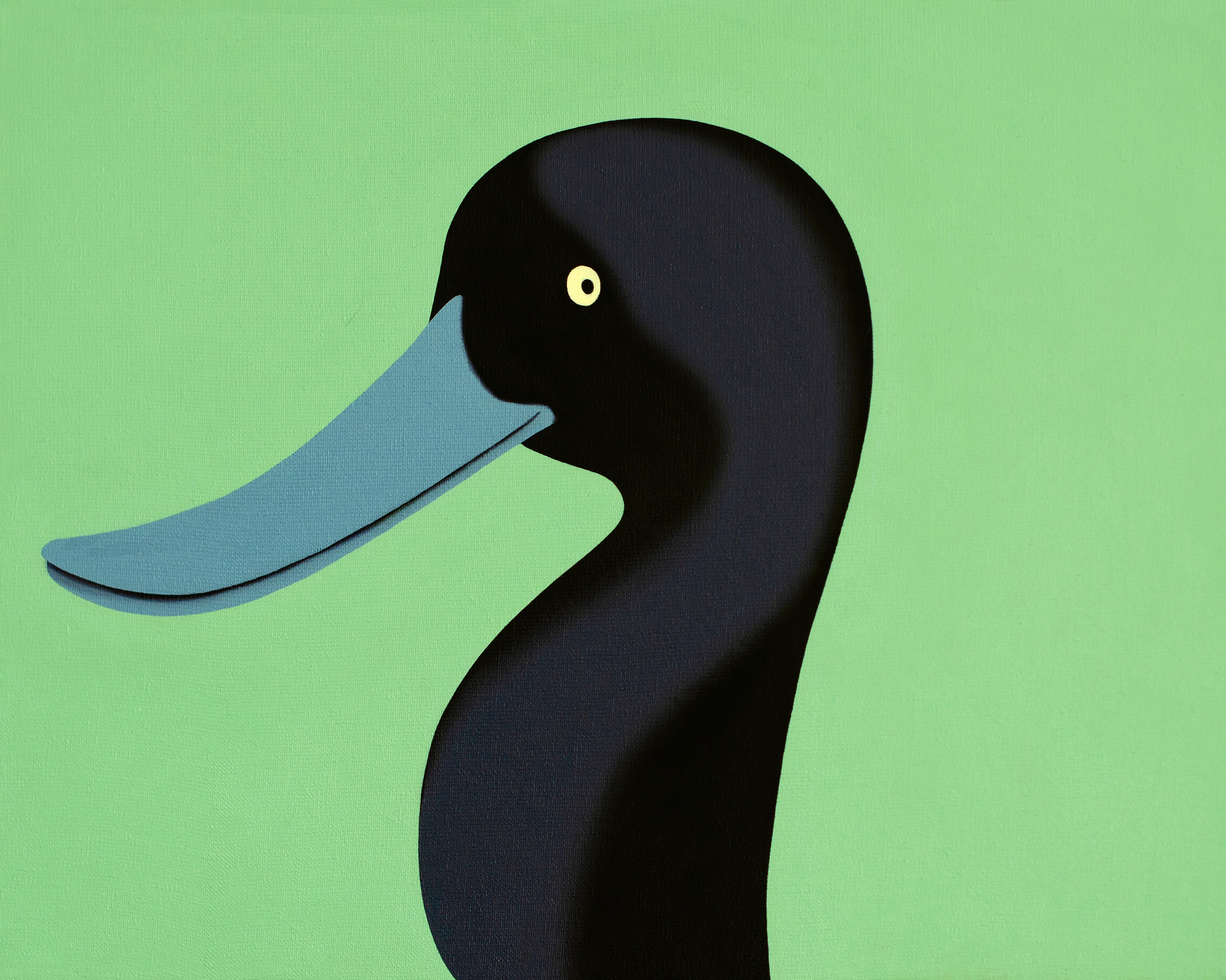 Peinture d'animal figurative - canard noir