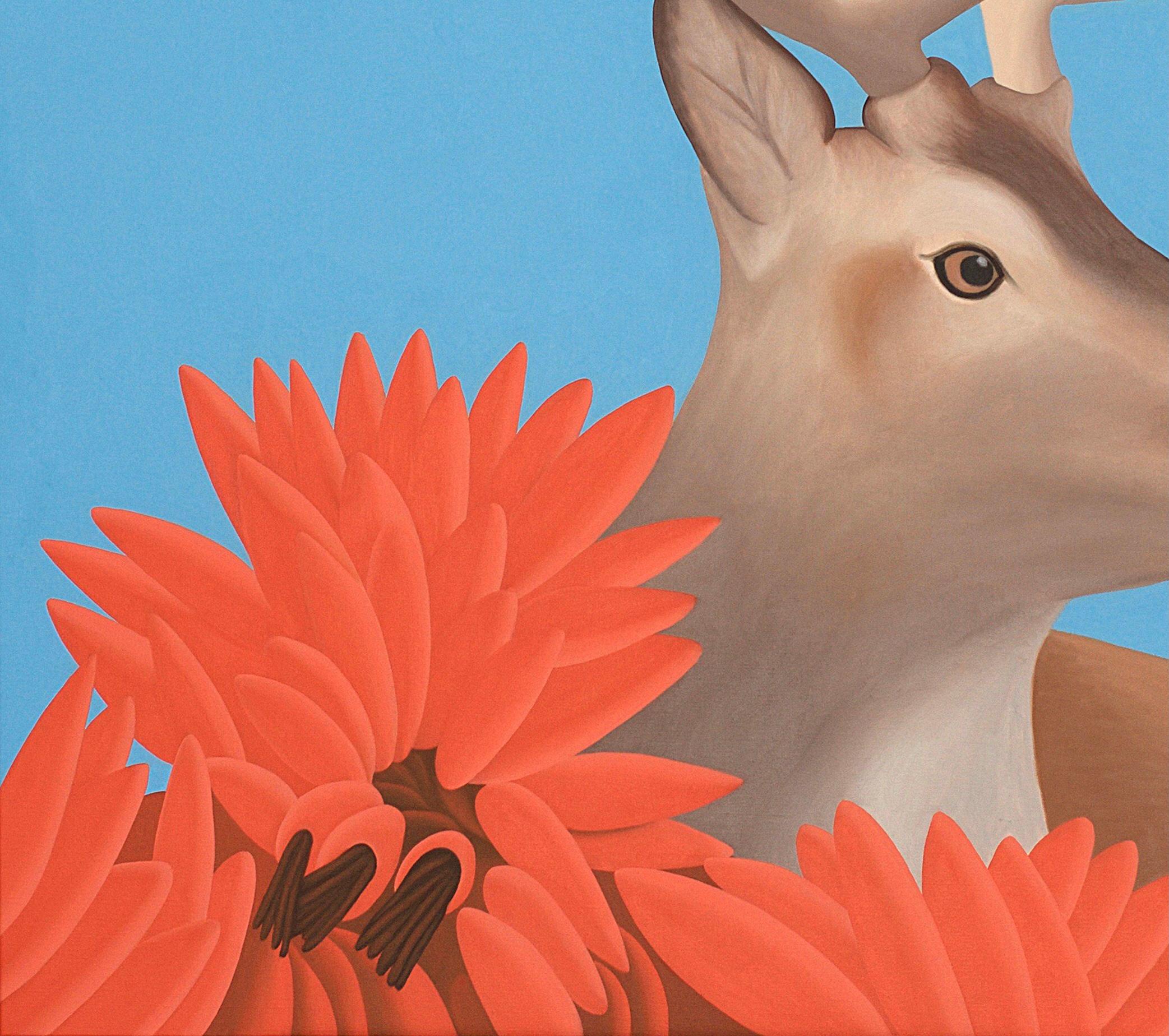 Deer - figurative animal painting - Painting by Jeroen Allart
