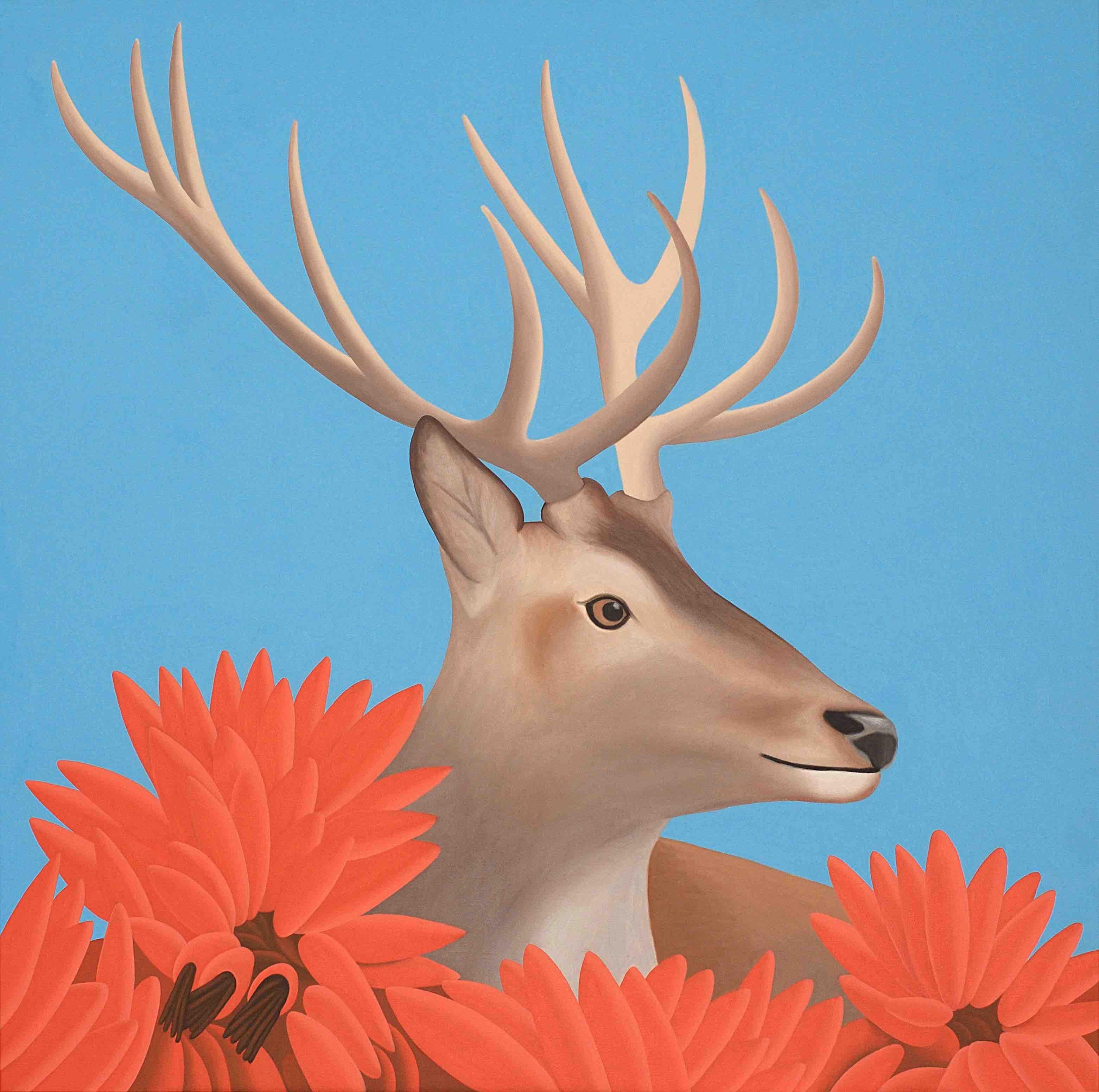 Jeroen Allart Figurative Painting - Deer - figurative animal painting