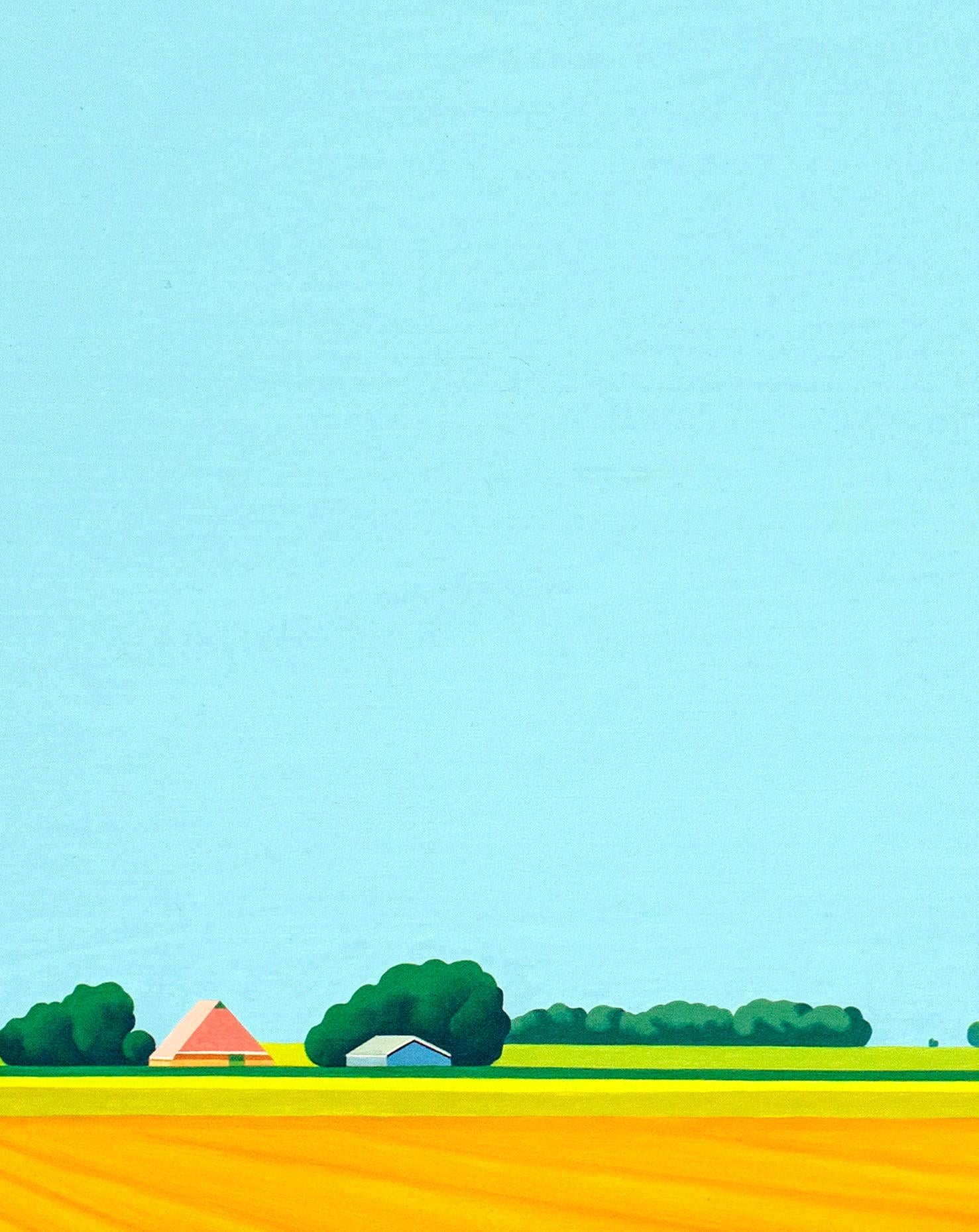 Paisaje neerlandés I - pintura de paisaje - Landscape Painting Azul de Jeroen Allart