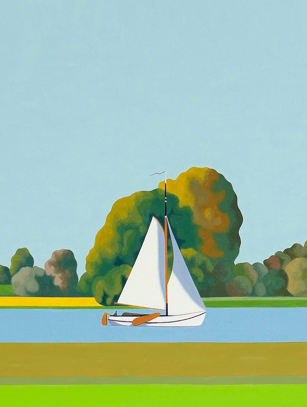 Sul lago - dipinto di paesaggio in vendita 1