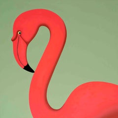 Used Pink Flamingo - landscape painting