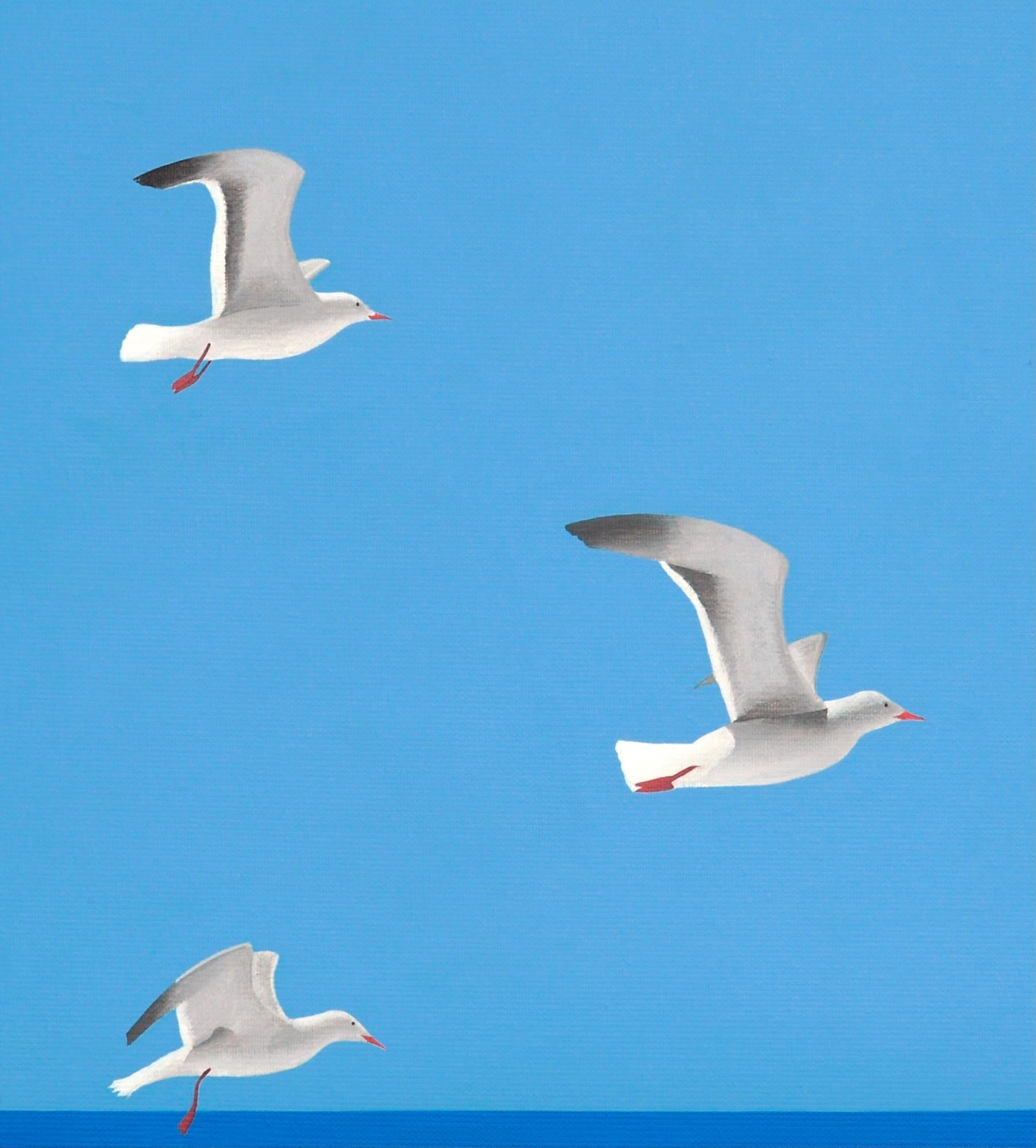 Seagulls - landscape painting - Painting by Jeroen Allart