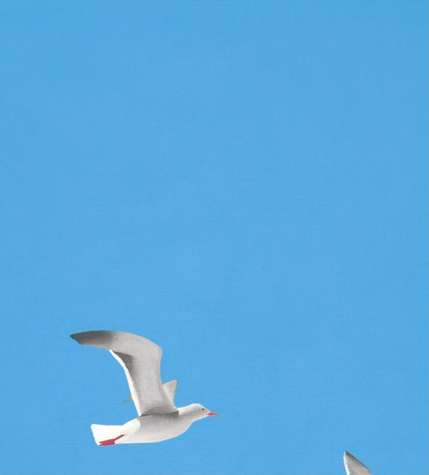 paintings of seagulls in flight