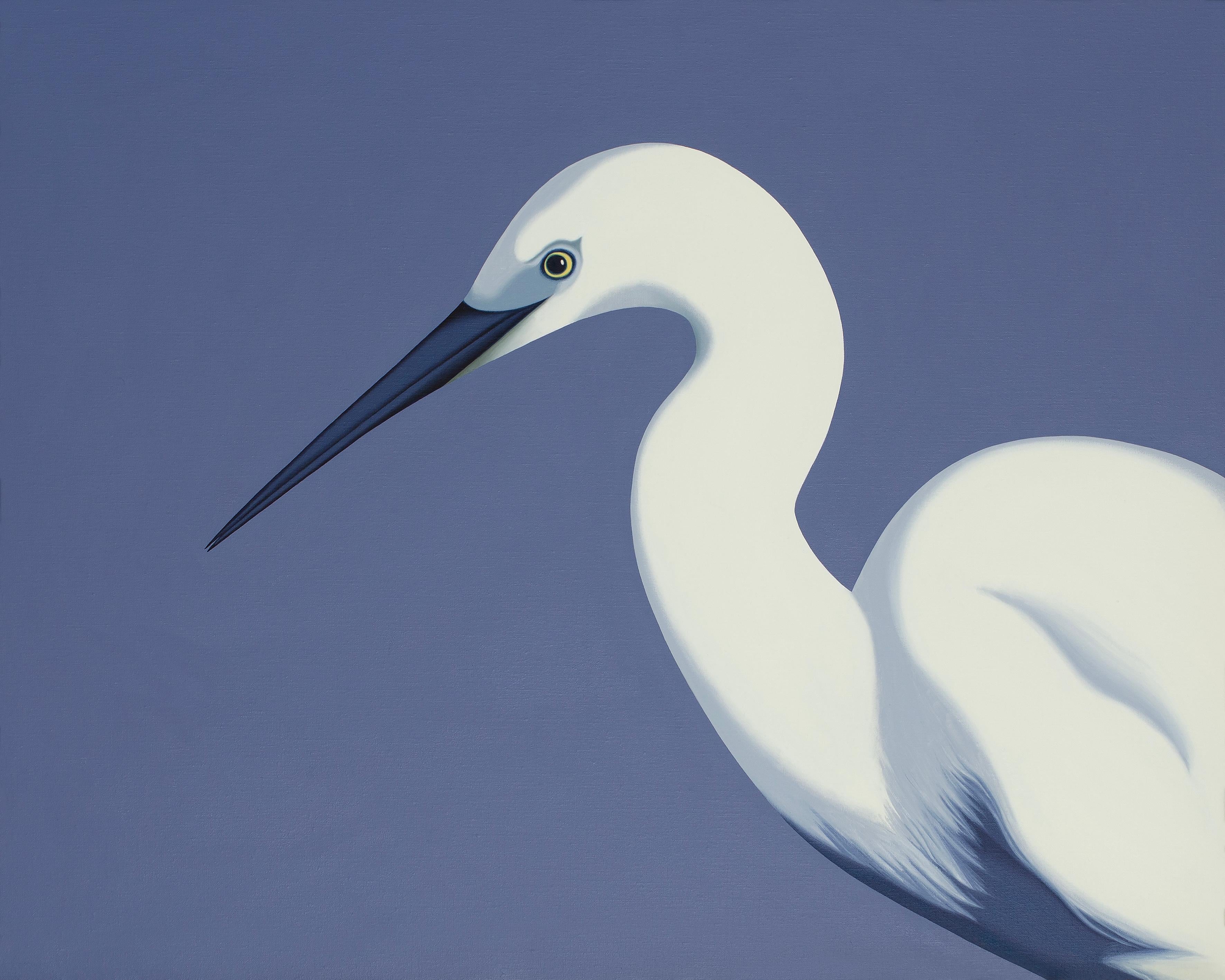 Silver Reiger - landscape painting, animal painting For Sale 2