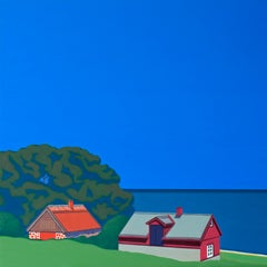 Retro Skane Lane (Sweden) - landscape painting