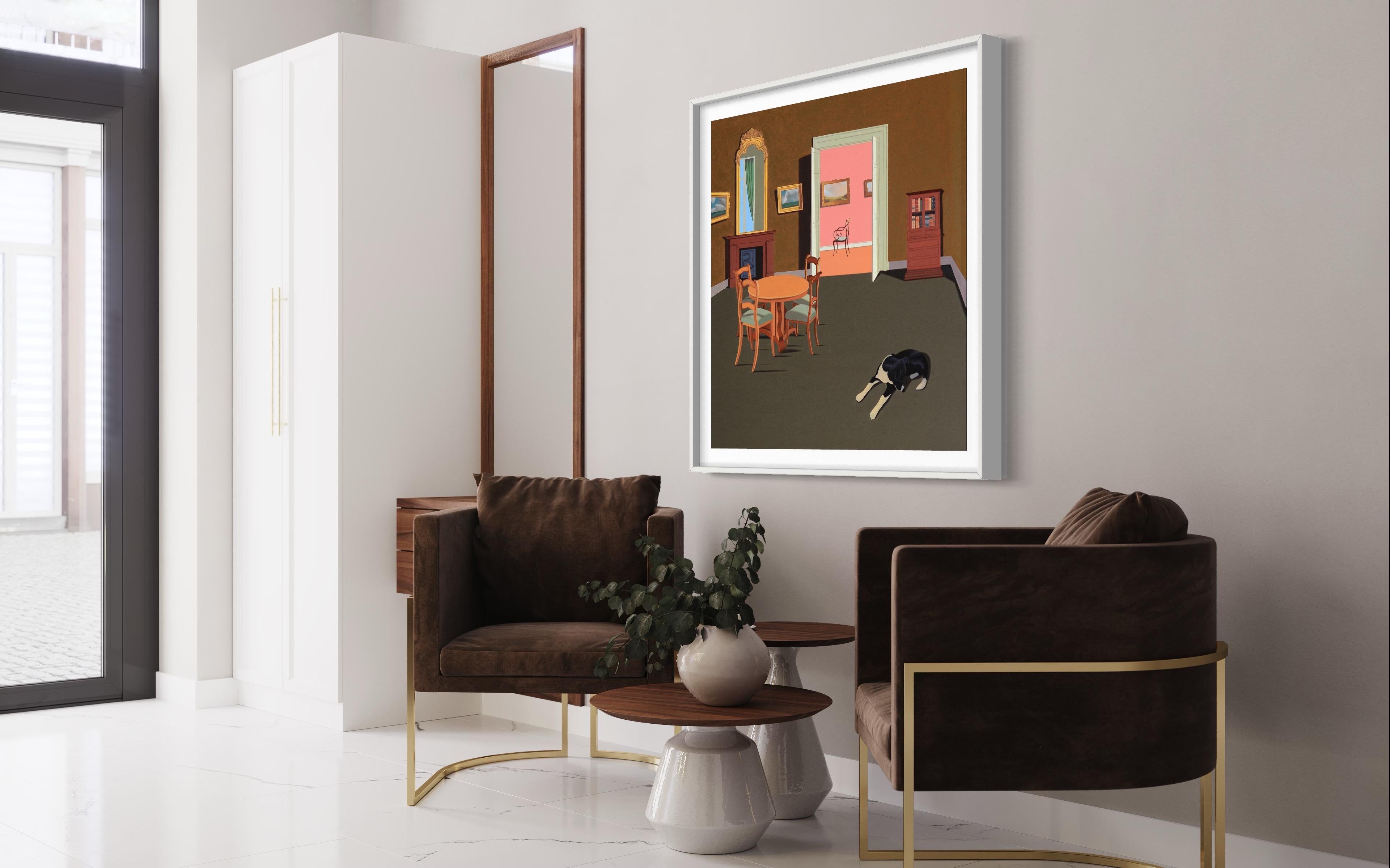 Style room 2019 - landscape figurative painting - Minimalist Painting by Jeroen Allart