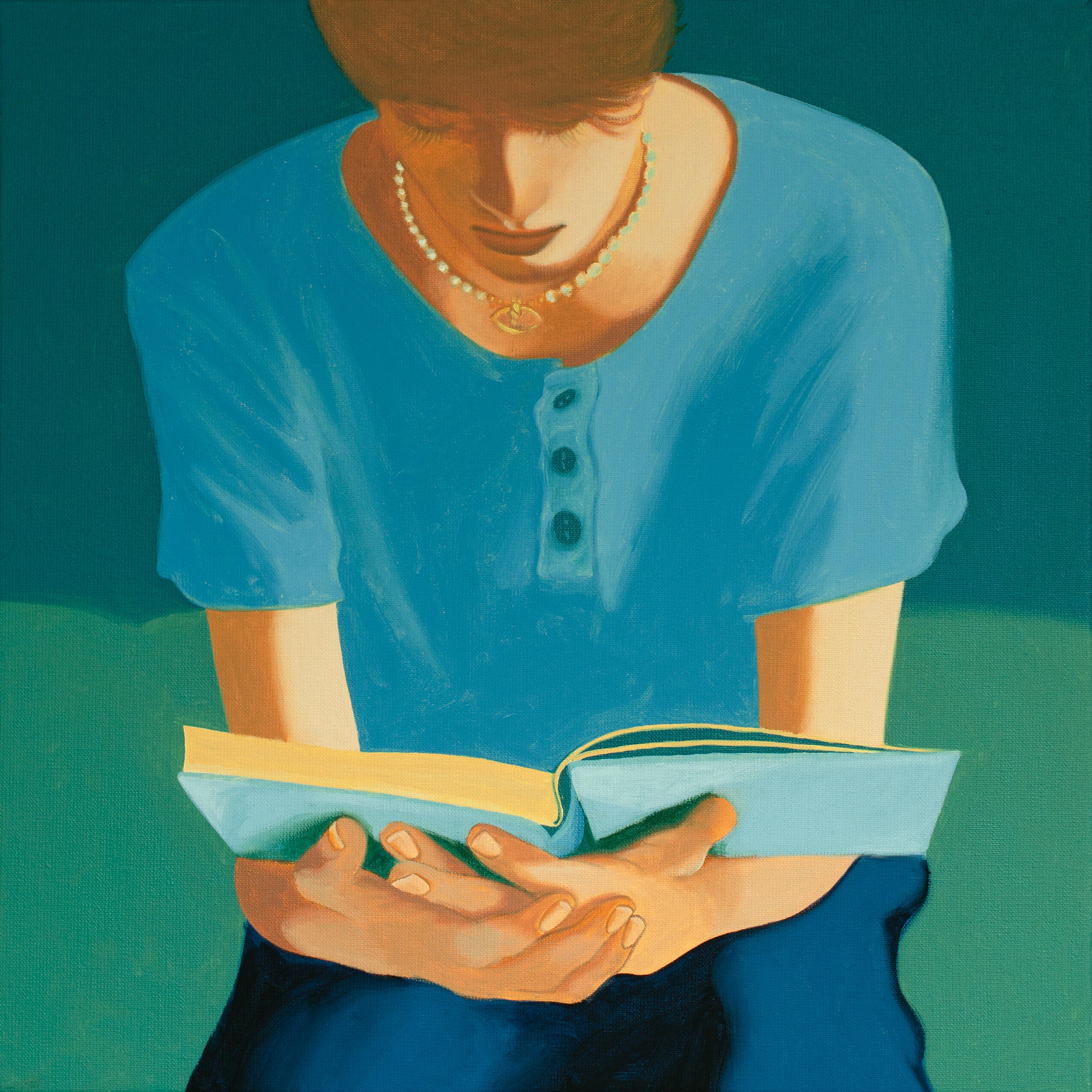 Der Lesender Junge – figurative Malerei im Angebot 2